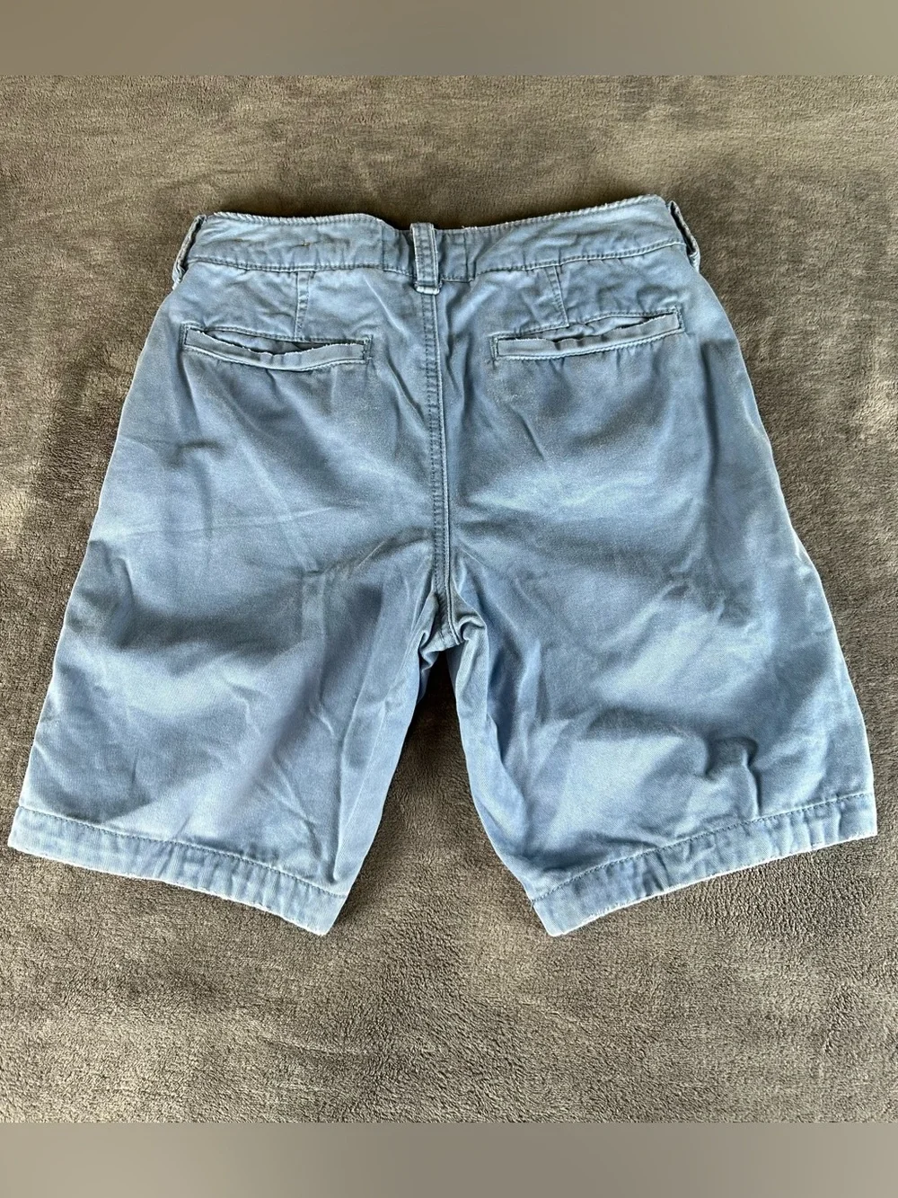 Hollister Bermuda Shorts Mens 28 Blue Button Fly Flat Front Chino 100% Cotton